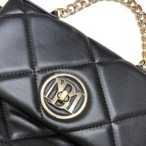 Studio Badgley Mischka Quilted Bag Black Faux Leather Chain Shoulder Pursev